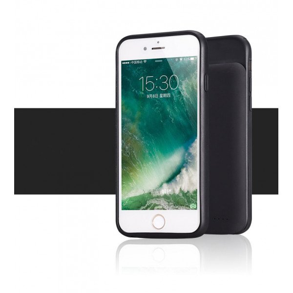 Wholesale iPhone 8 / 7 / 6s / 6 Portable Power Charging TPU Full Case 3000 mAh (Black)